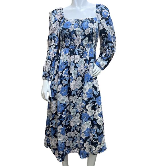 J. Crew Smocked Linen Daydream Dress Zinnia Floral Size MT Boho Dress - Picture 2 of 11